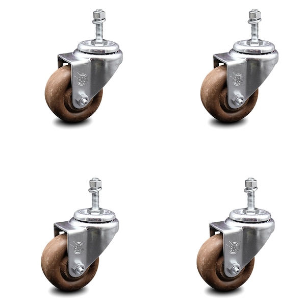Service Caster 3.5 Inch High Temp Glass Filled Nylon Swivel 10mm Threaded Stem Caster Set SCC SCC-TS20S3514-GFNSHT-M1015-4 - main